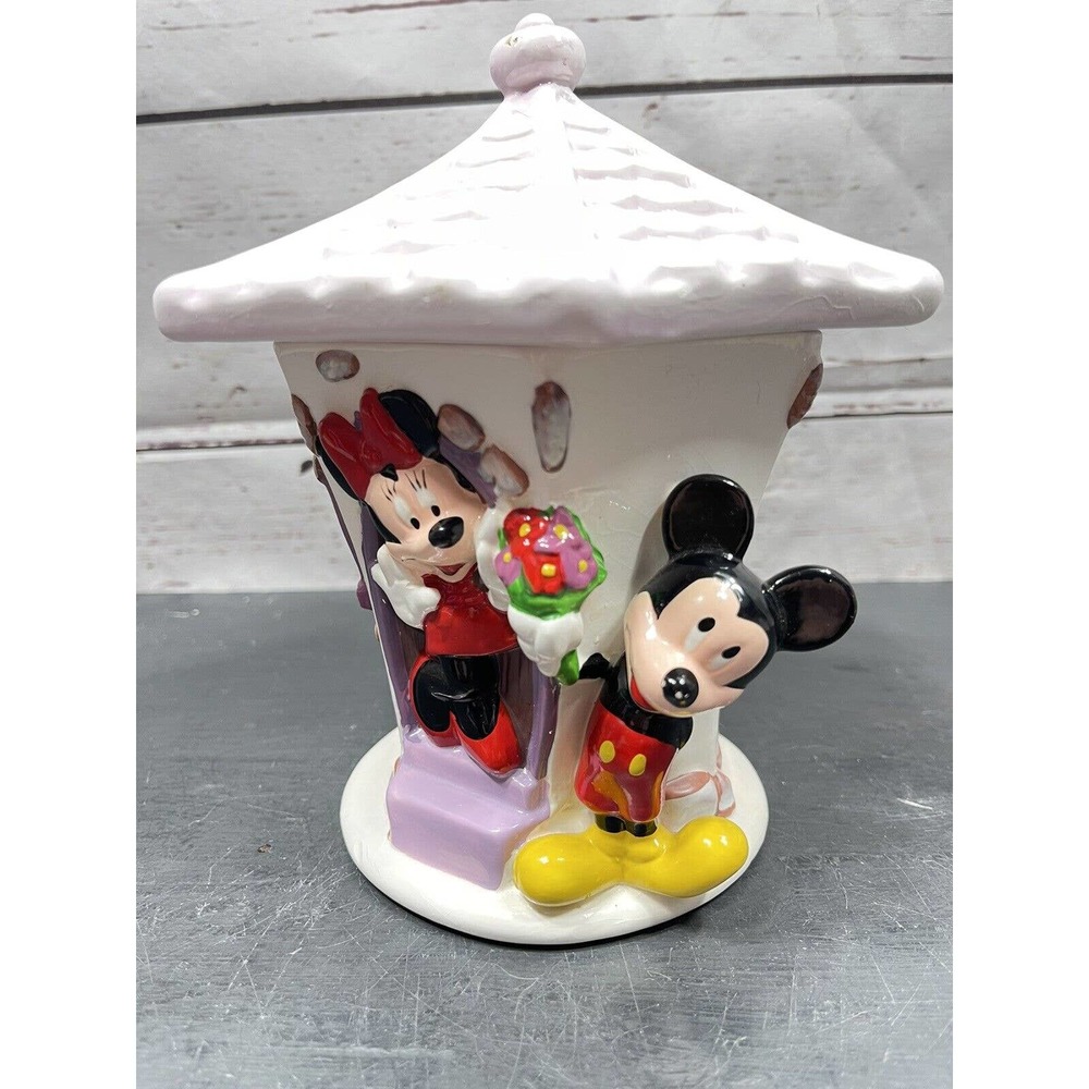 Vintage Disney Mickey and Minnie Teleflora Vase/Ceramic Container With Lid